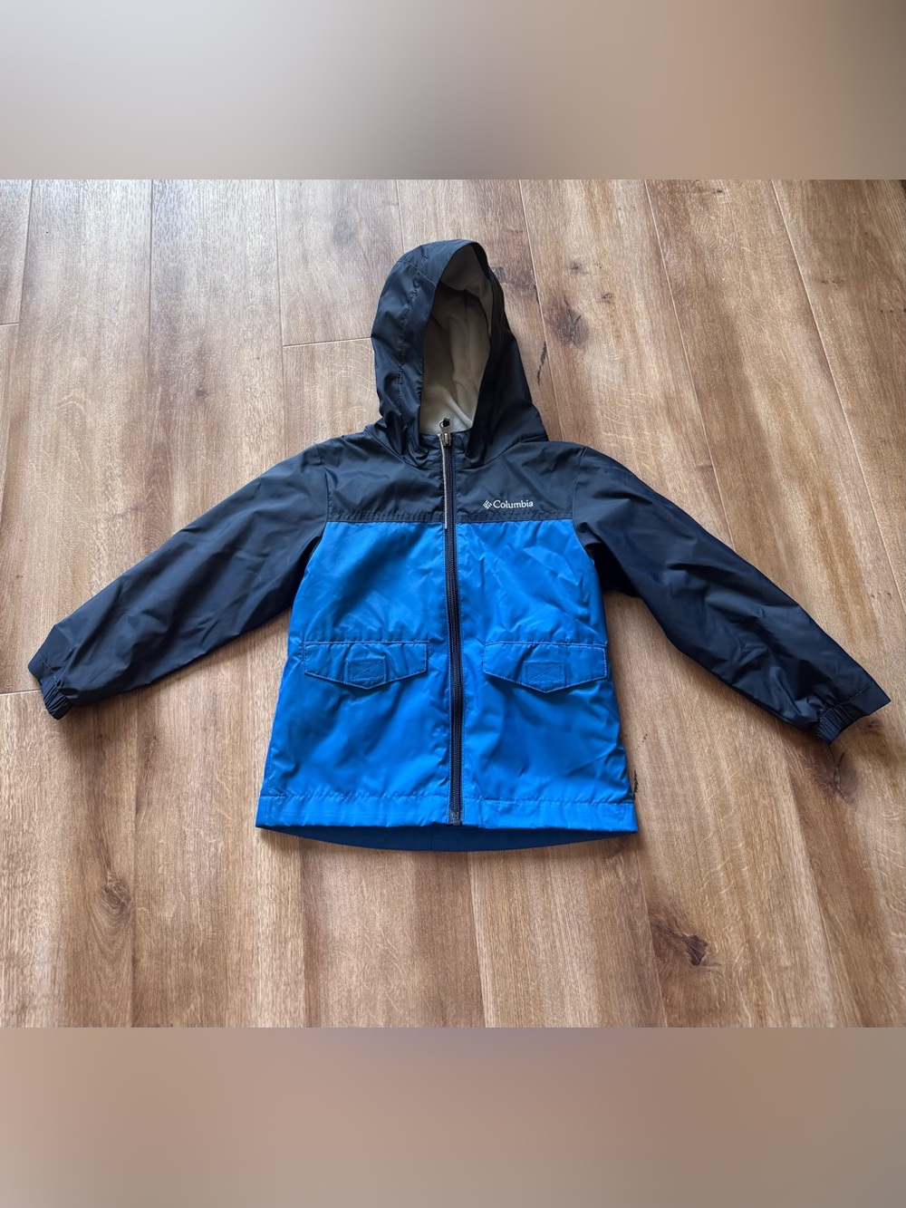 Columbia Kids Blue and Black Hooded Raincoat